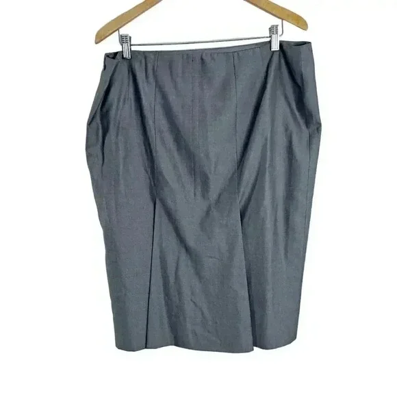 SOLD Vintage Escada Grey Wool and Silk Pencil Skirt Women's Size 16 US Office - Picture 4 of 10